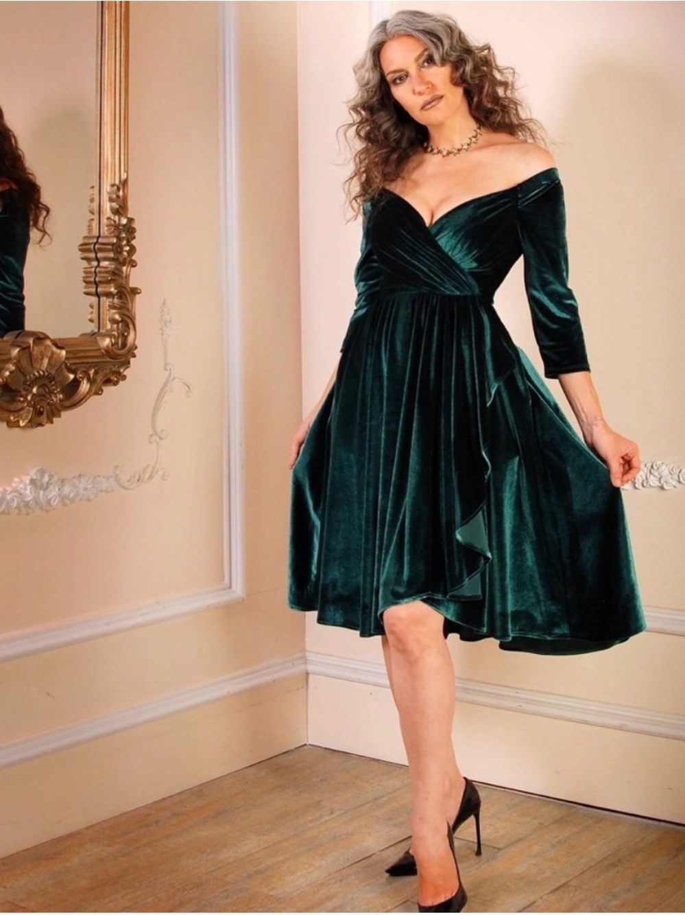 Pinup Girl Clothing Green Monica Swing Dress